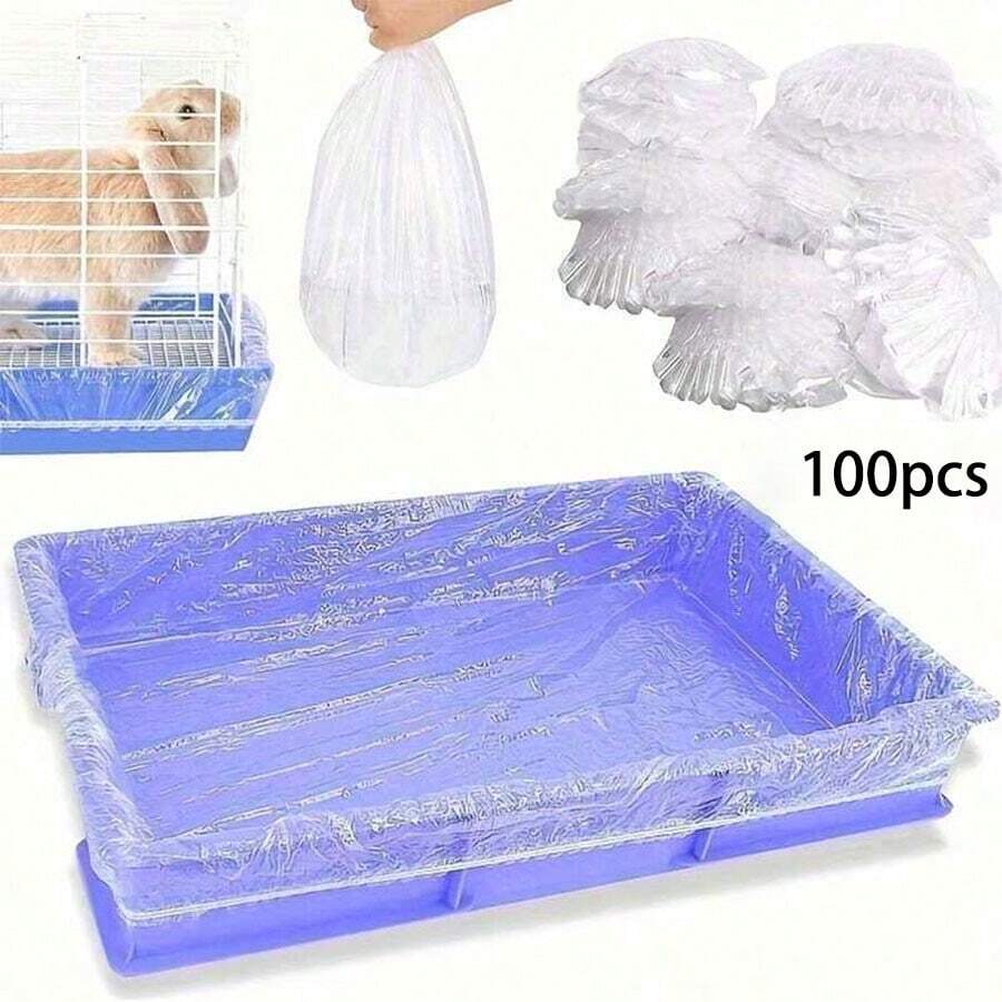 50/100片装一次性可伸缩塑料宠物垫，宠物笼底托盘垫，适用于兔笼、小型动物、宠物用品和托盘，易于清洁