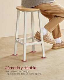 VASAGLE Mesa de Bar con Taburetes, Mesa de Cocina con 2 Sillas de Cocina, Metálica, Fácil Montaje, Beige y Blanco - Beis - Ver 3