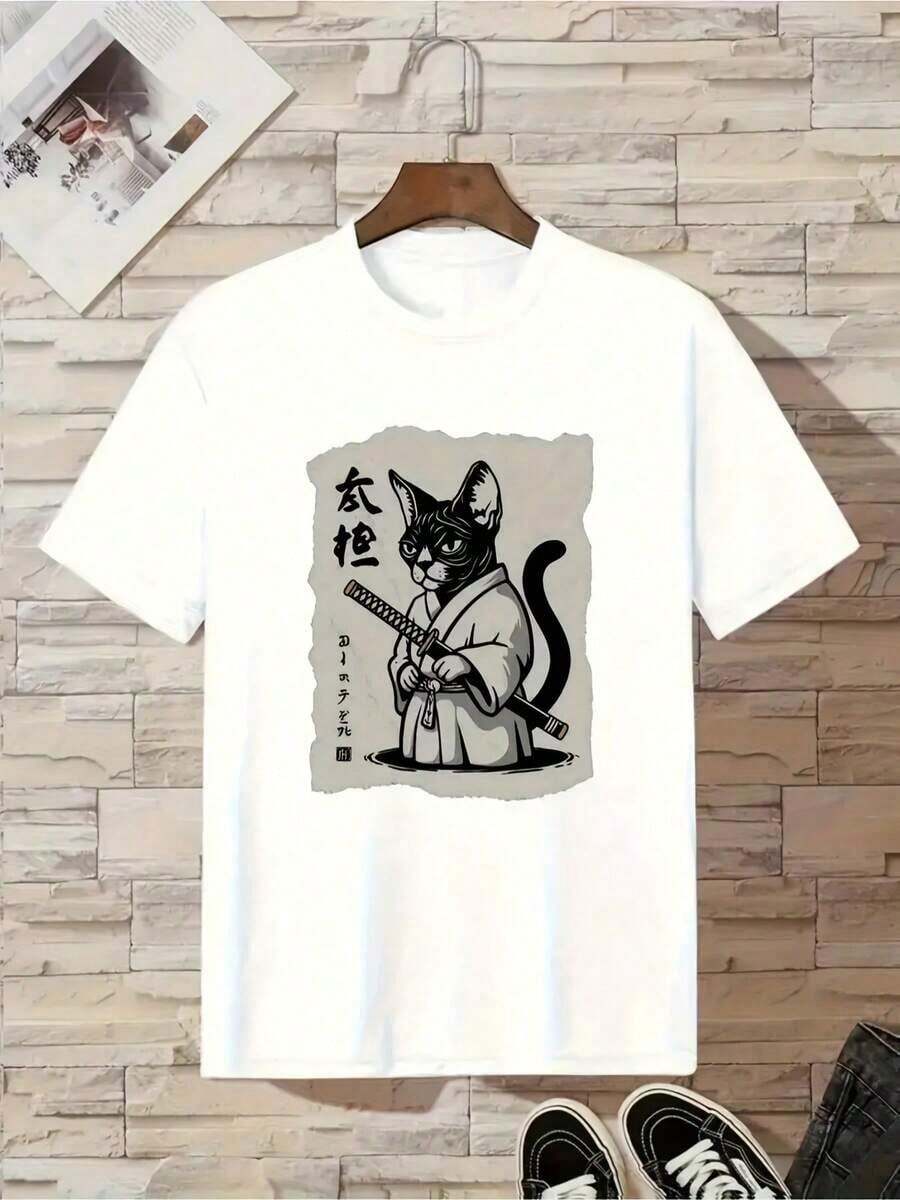 Camiseta de algodón 100% para niños, ropa casual cómoda y regalo de vacaciones para adolescentes y niños, tela suave y transpirable para niños y adolescentes, estilo de dibujo animado divertido para uso todo el día, camiseta de anime de gato para niños - camiseta de manga corta con temática de manga japonesa con estampado de , lavable a máquina para niños para eventos temáticos y ropa casual (blanco con negro gris) camiseta de manga corta 100% para niñas al aire libre, escuela - camiseta casual lavable a máquina, diseño divertido, ajuste cómodo, atuendo escolar, diseño divertido Y2k Camiseta Verano Camisa De - Blanco - Ver 1