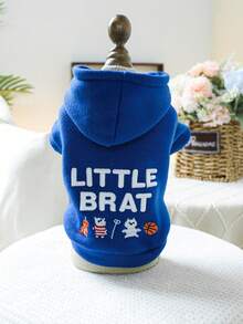1pc Pet Clothes, Dog/Cat Apparel, Cute Outfit For Small Dogs, Comfortable Hoodie Series For Small Pets, Suitable For Spring/Autumn - Blue - View 10
