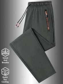 1pc Boyfriend Style Men's Summer Lightweight Quick-Dry Breathable Running & Workout Pants Sports - Grey - View 1