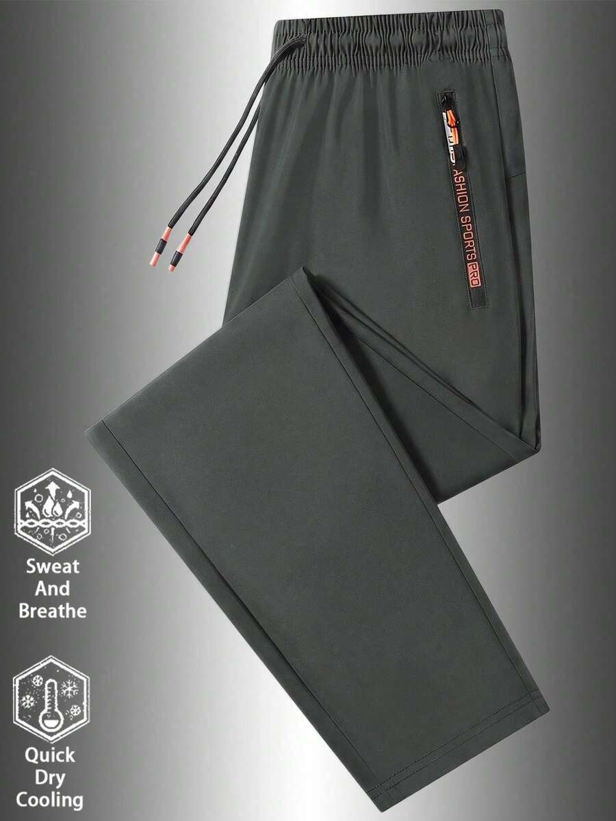 1pc Boyfriend Style Men's Summer Lightweight Quick-Dry Breathable Running & Workout Pants Sports - Grey - View 1