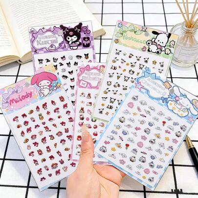  1 miếng dán móng tay hình Hello Kitty hoạt hình Sanrio phát sáng trong bóng tối, chống thấm nước, làm bằng nhựa mờ, thích hợp cho máy tính xách tay, điện thoại và sổ tay, tự dính, hình dạng bất đối xứng, phẳng, trang trí, hoàn hảo cho quà tặng tiệc tùng và các dịp lễ hội dành cho người hâm mộ.