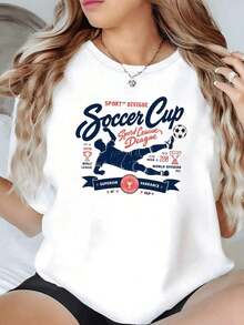 Player Performing A Spectacular Bicycle Kick Next To The Ball And Trophies That Celebrate The Competitive Spirit Of Football And The Passion For Victory. Women's T-Shirt, 100% Cotton, Very Comfortable And Sporty Style. - 白色 - 查看 7