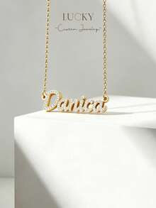 Colar com Texto Personalizado, Estilo Hip Hop Feminino, Corrente de Nylon com Pingente, Joia com Texto Personalizado, Presente Perfeito para Casais, Amigos, Pais, Moda Prateada, Moda Outono, Minimalista Casual, Minimalismo, Unissex, Moda Personalizada, Exclusivo, Presente Ideal para Namorada, Mãe, Família, Presente de Dia das Mães - Colar de diamantes completo estilo 2 - Ver 2
