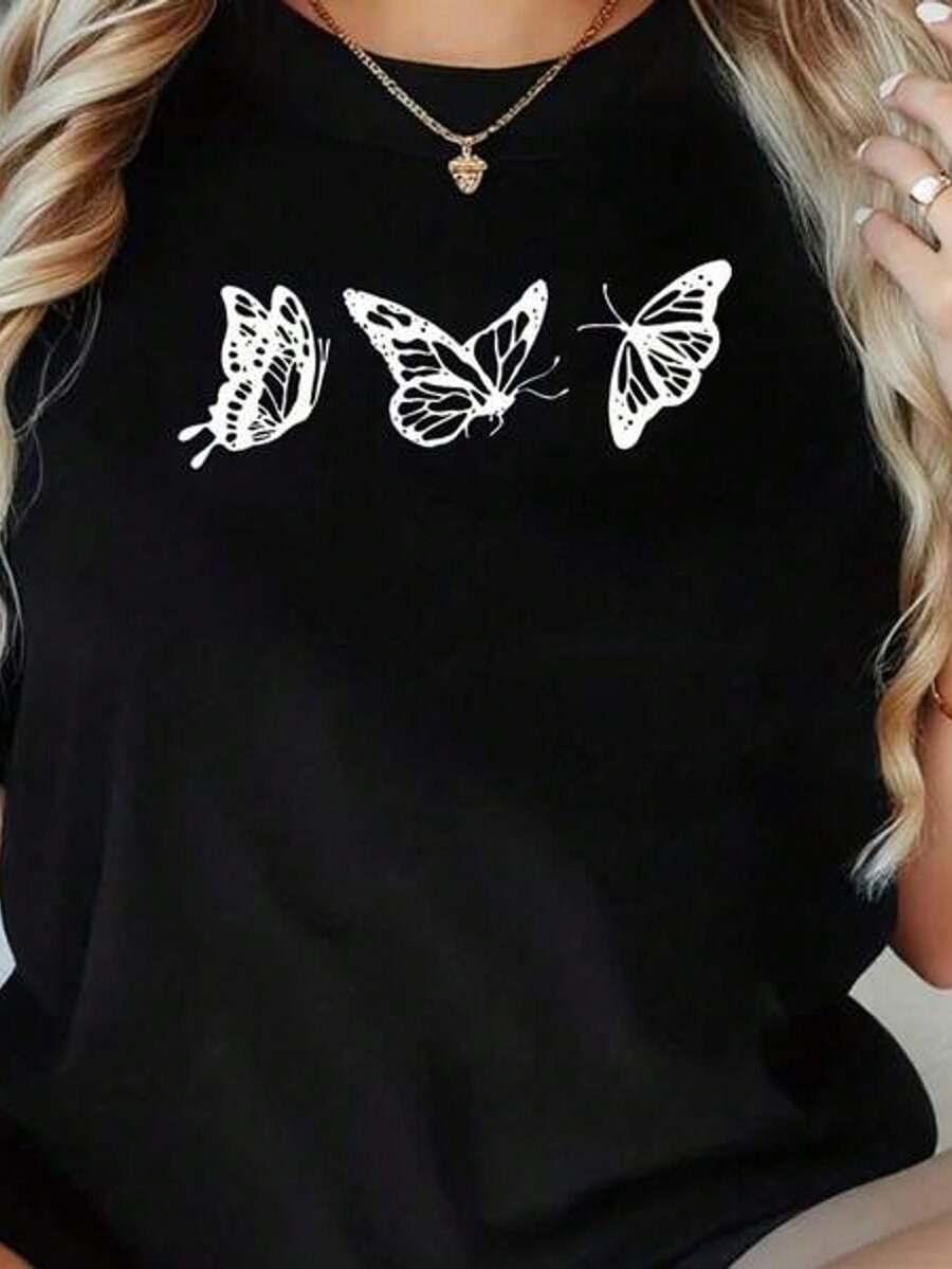 1 pieza Camiseta de mujer de talla grande con diseño de maosa impreso, divertida camiseta gráfica de manga corta oversize y novedosa
