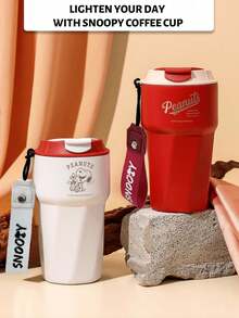 SNOOPY 1 Peça Copo Térmico Isolado a Vácuo de Aço Inoxidável de 450ml, Caneca de Café de Grande Capacidade, Copo para Carro, Copo Portátil com Palha e Tampa para Uso Externo, Mantém as Bebidas Frias - Multicolorido - Visão 5