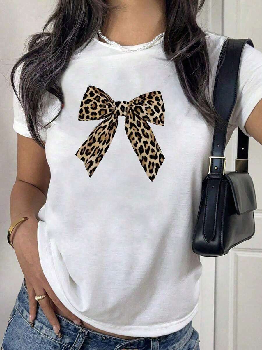 GiftGiftYOKASA Camiseta de manga corta y cuello redondo para mujer.Estampada de leopardo, letras, dibujos animados, frutas, flores, plantas tropicales y mariposas.1 pcs,180g Pure Heavy,95%Polyester 5%SpandexSoftSoft - YH150-BLANCO - Ver 1