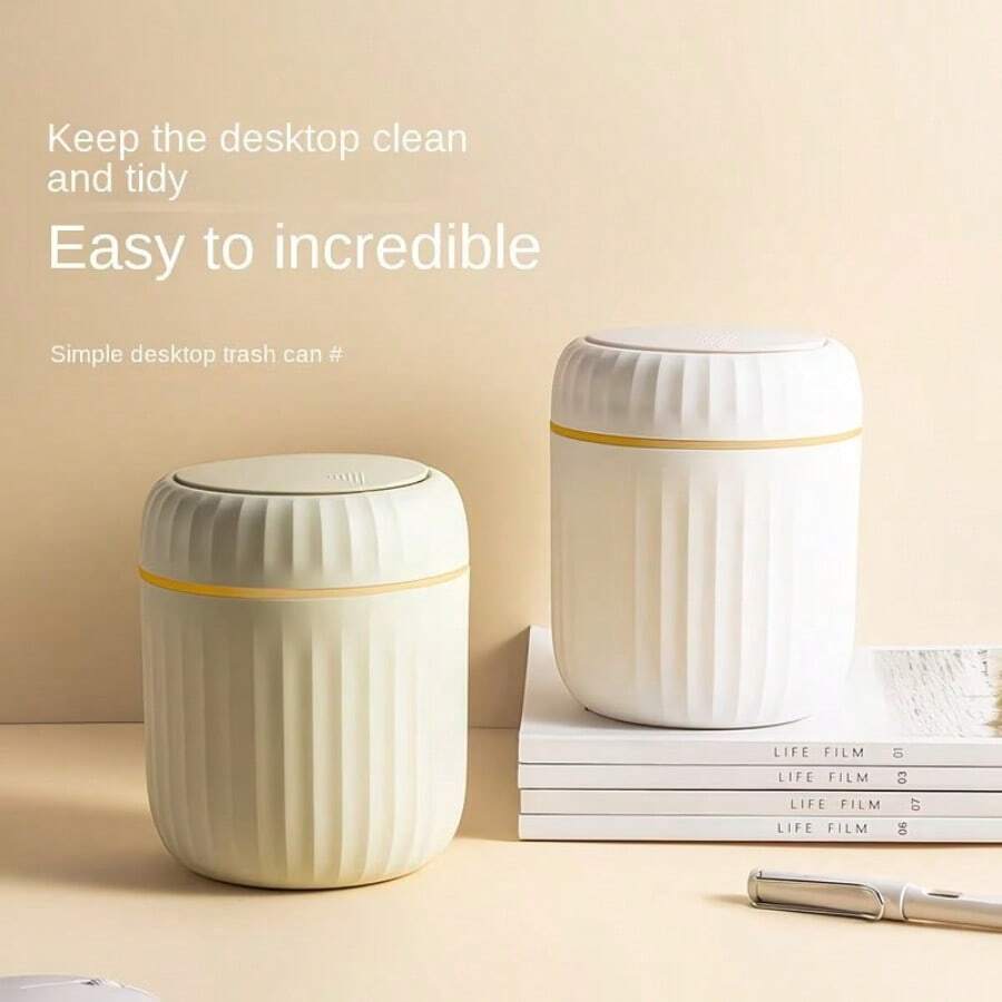 1 thùng rác mini hai lớp hiện đại để bàn, thùng rác tròn nhỏ gọn 16cm, giỏ đựng rác để bàn kiểu dáng đẹp, thích hợp cho bàn làm việc văn phòng, bàn trang điểm phòng tắm, quầy bếp, phòng ngủ và bàn cà phê, màu đen/trắng - Nhiều màu - Xem 1