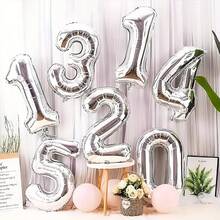 1pc 32 Inch Large Silver Number Foil Balloon, Suitable For Birthday Party Decoration, First Birthday Scene Arrangement, Atmosphere Background Decoration, Anniversary Decoration, Wedding Decoration, Valentine's Day, Mother's Day, Christmas Decoration, Indoor And Outdoor Decoration, Home Decoration, Room Decoration, Graduation Ceremony Decoration - Silver - View 10
