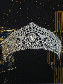 1pc Women's Vintage Baroque Crystal Crown Gold Rhinestone Tiara For Bridal Wedding Prom Party Hair Accessory - Multicolor - View 16
