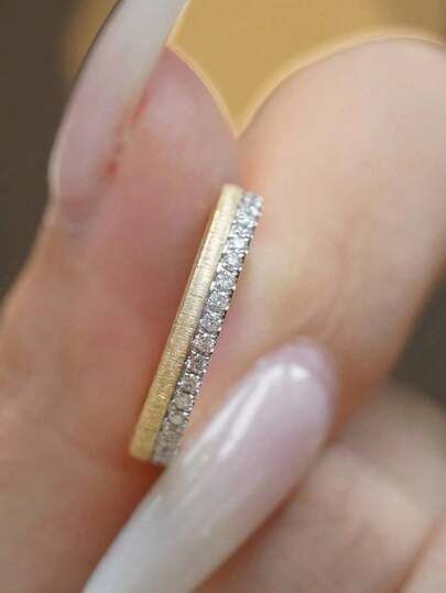 1 stuk S925 sterling zilveren delicate damesring met pavé diamanten, luxe sieraden met kleurblokdesign, minimalistisch gepersonaliseerd cadeau voor Moederdag, Thanksgiving of familie.