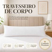 Giant Hypoallergenic Body Pillow With Zipper 1.35m X 40cm 300 Thread Count Silicone Fiber Xuxão - 彩色 - 查看 1