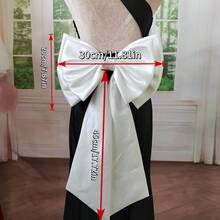 1件可拆卸緞面大蝴蝶結腰帶，55cm*30cm，白色/粉色/黑色/藍色/紅色/米色，新娘婚禮拖尾配件，優雅浪漫時尚平價派對道具，適合節日與生日 - 彩色 - 查看 3