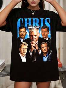 Chris Hansen T-Shirt - Vintage TV-Moderator Rundhals-Ausschnitt, Pop-Kultur Fan Bekleidung - Schwarz - Übersicht 1