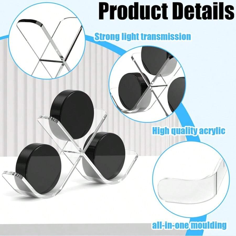 Giá trưng bày ba quả bóng khúc côn cầu bằng acrylic trong suốt, hộp đựng bóng khúc côn cầu bằng acrylic trong suốt. - 1PC - Xem 1