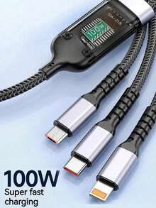 3合1 100W 快速充電線，具備智慧超快充功能，支援多介面充電。相容 USB Type-C、Micro USB 及 Type-C 充電線，以及 USB-C 數據線。相容 Apple 16/16 Pro/16 Pro Max/16 Plus/15/15 Pro/15 Plus/15 Pro Max，相容 ，聖誕禮物/送給家人的禮物 - 彩色 - 查看 13