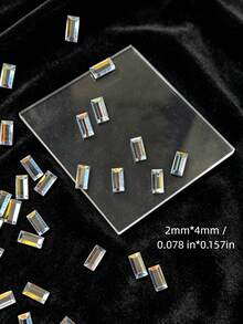 30入 2*4mm 亮銀色長方形鋯石高品質美甲水鑽,5A級迷你平底美甲飾品鑽石,美甲裝飾配件美甲寶石 - 白色 - 查看 6