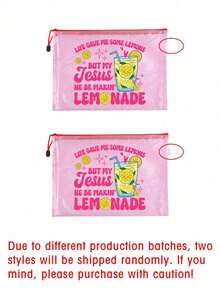 Lemons Christian Mesh Zipper Pouch, Inspirational Lemon Print Transparent Cosmetic Bag, Religious Faith-Based Organizer , Waterproof Mesh Makeup Pouch For Church, Travel, And Daily Use, Large Capacity Transparent Cosmetic Bag With Nylon Zipper - Multicolor - View 10