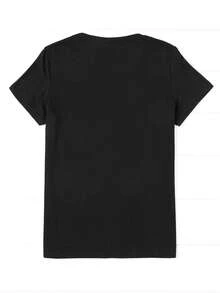 Women's Short-Sleeved Cotton T-Shirt With Graphic Print Of A Bear Wearing Glasses, Casual Short-Sleeved Round Neck Top, Stylish Women's Clothing For All Seasons. - 黑色 - 查看 2