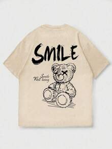 Zrgoth Men's Short Sleeve T-Shirt, Casual, Versatile, With Simple Print - Apricot - View 4
