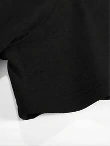 Camiseta de impresión de gato y esqueleto gótico para mujeres, cuello de tripulación casual, manga corta, 95%  5% elastano, tejido de punto de 170gsm, todas las estaciones, largo regular - Negro - Negro - Ver 3