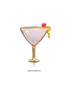Pink Martini Glass Aluminum Foil Balloon, Elegant Cocktail Stemware Mylar Balloon With Bow, Suitable For Women's Birthday, Wedding Anniversary And Bridal Shower Party Decorations - Multicolor - View 7