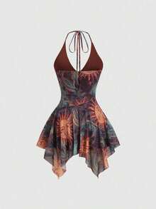 Sweetro Vestido mini de verano para mujer con estilo de vacaciones, con tirantes finos y sin mangas, con estilo retro Y2K y dulce - Multicolor - Ver 2