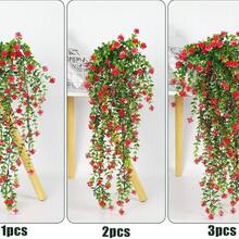 人造裝飾花卉，抗紫外線花束，餐桌與客廳裝飾，婚禮派對裝飾，人造塑料花 春夏情人節裝飾，塑料花，餐桌裝飾 - 紅色 - 查看 2