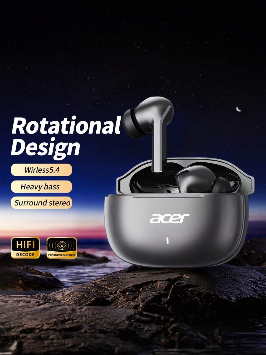 Acer OHR504 In-Ear Wireless Bluetooth Earbuds, Large Diaphragm Panoramic Surround Sound, Comfortable Fit, No Sound Leakage, 5.4 Chip, Suitable For Office, Leisure And Multiple Occasions, Compatible With Android/IOS Systems