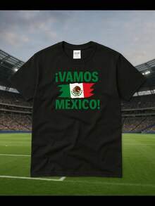 Camiseta Vamos México| Fútbol Mundial 2026, Camiseta de Fútbol El Tri Fan Tee I México - Negro - Ver 6