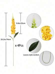 6支/1支黄色非洲菊人造丝花，长茎，仿风信子花，适用于婚礼、家居、户外、派对、花卉装饰、餐桌摆设、花园、酒店、厨房、壁炉、春季、情人节、母亲节、派对用品、DIY拱门、花环，是送给女性、女孩、教师的理想礼物。 - 黃色 - 查看 8