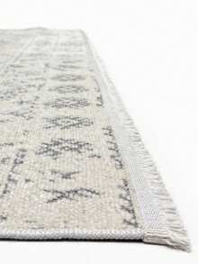 Alfombra de chenilla lavable de estilo escandinavo Modena con flecos, con respaldo antideslizante para el pasillo y la sala de estar - Blanco Crema - Ver 6