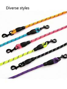 Reflective Nylon Pet Leash, Suitable For Cats And Dogs, Anti-Escape, Foam Handle Comfortable To Hold, Reflective Round Rope, Durable And Comfortable, Suitable For Outdoor Walking And Travel - Multicolor - View 11