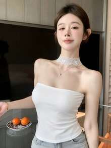 Áo kiểu nữ phối ren, thích hợp mặc thường ngày, đa năng, thích hợp cho buổi hẹn hò. - trắng - Xem 2