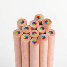 6/12/18pcs Colored Pencil Set, Rainbow Pencils, Wooden Pencils, 7-In-1 Pencil. Suitable For Adults And Students To Create Artwork, Home Painting, Christmas Card Coloring, DIY Sketching, Back To School - Log - View 10