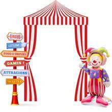10 Pcs Carnival Party Decorations Set Circus Tents Self Standing Clown Balloons Circus Party Directional Signs Carnival Decorations For Birthday Directional Clown Trunk Or Treat Plies - 紅色的 - 查看 7