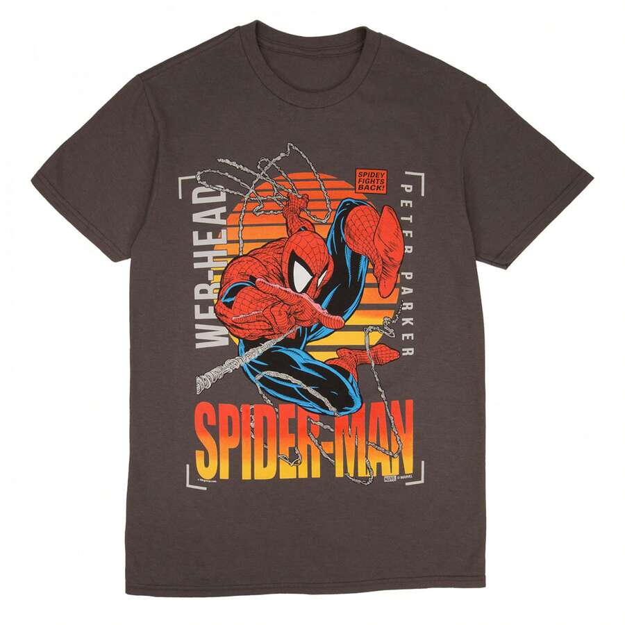 Spider-Man Outrun Sunset T-Shirt - 灰色 - 查看 1