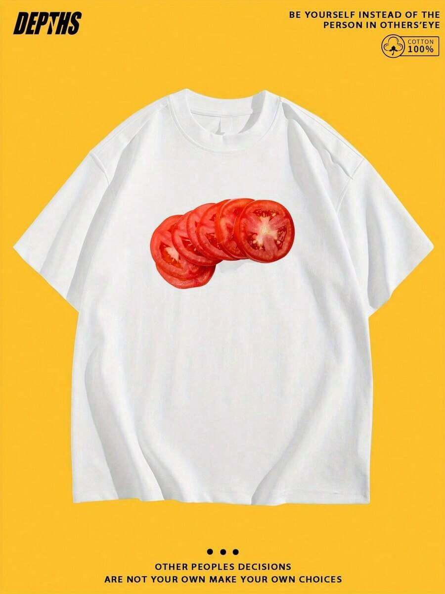 1 Piece, New Summer 2026 Collection, Unisex Styles, Crew Neck T-Shirt With Creative And Fun Cartoon Print, Pure Cotton, Summer Fashion, Short Sleeve, Casual Style For Everyday Wear, Sizes: S–7XL | Ships In 24 Hours. 180g 100% Cotton, Designs Are Printed. Unisex. - 白色 - 查看 1