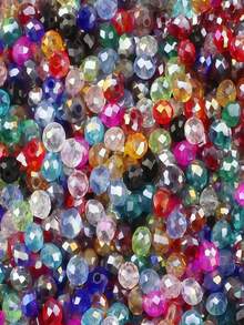 600Pcs 3mm AB Color Faceted Crystal Glass Beads, Rondelle Loose Spacer Beads For Jewelry Making DIY Crafts Wind Chimes Suncatchers Bracelets Necklaces - Multicolor - View 4