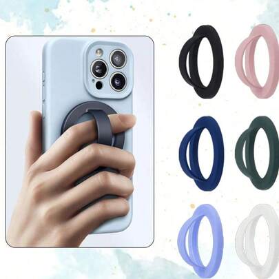 1pc Silicone Creative Magnetic Phone Holder, Magnetic Ring Grip Stand, Anti-Drop Anti-Slip Strong Magnetic Detachable Reusable 360° Rotation Phone Grip Stand, Hands-Free For Desk Viewing Compatible With IPhone, Android Phone, Gift For Birthday, Family, Friends Phone Ring Holder