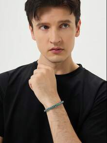 YOUNG&RICH Pulsera de cristal azul para hombres joven & RICH, regalo de joyería con cuentas de tono frío para hombres - Azul menta - Ver 8