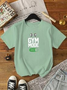 Camiseta de mujer de manga corta de cuello redondo con gráfico, casual y cómoda para primavera y verano - Verde - Ver 3