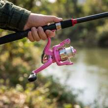2.4m Pink Fishing Rod & Reel Combo With Pre-Spooled Reel Landing Net Tackle Box Travel Portable Fishing Kit - Pink - View 4
