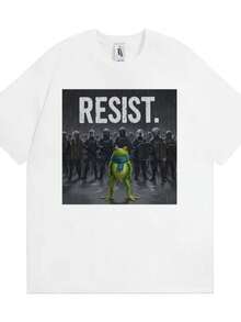 Women's T-Shirts 2026 Portland Frog Resist Funny T Shirt Anti-ICE Protest Meme T Shirts Men Women Fashion Humor 100 Cotton Short Sleeve T-Shirts Tops - 白色 - 查看 1