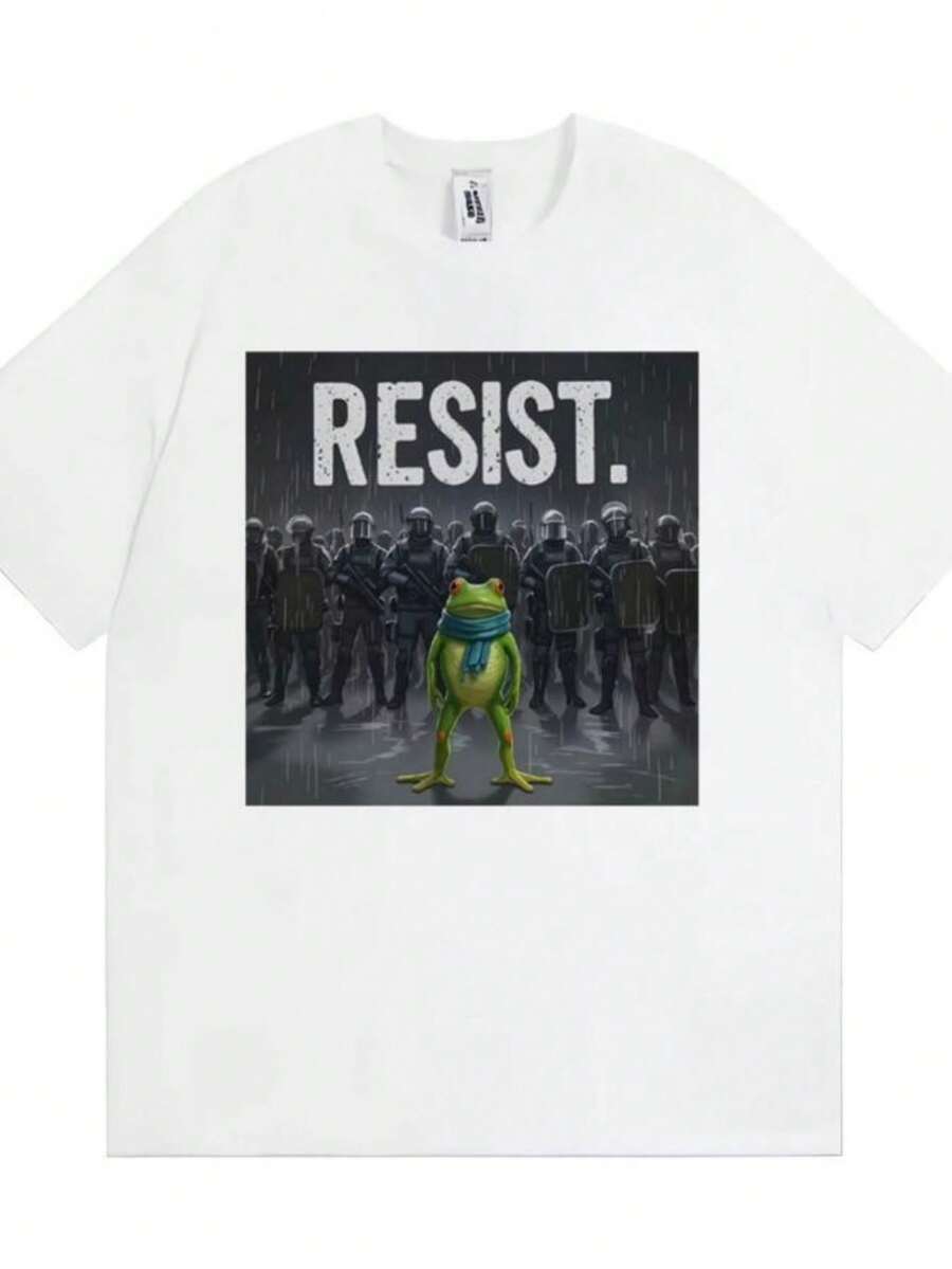 Women's T-Shirts 2026 Portland Frog Resist Funny T Shirt Anti-ICE Protest Meme T Shirts Men Women Fashion Humor 100 Cotton Short Sleeve T-Shirts Tops - 白色 - 查看 1