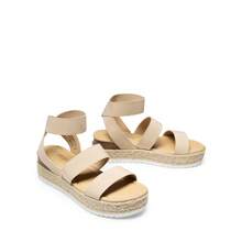 Womens Open Toe Espadrilles Dressy Platform Sandals Slip On Elastic Ankle Strap Wedges Sandals - Apricot - View 11
