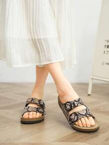 Sandal Selop Datar Wanita Serbaguna dan Nyaman, Sandal Outdoor Minimalis untuk Musim Panas - Cokelat Khaki - View 2