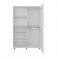 Wardrobe 72.4" H 2 Doors 6 Legs 5 Shelves White - Wardrobe - White1 - View 5