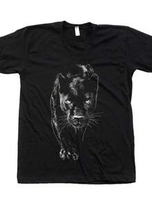 Camiseta de pantera: camiseta unisex de algodón con cuello redondo para hombre Children's clothing - Negro - Ver 1